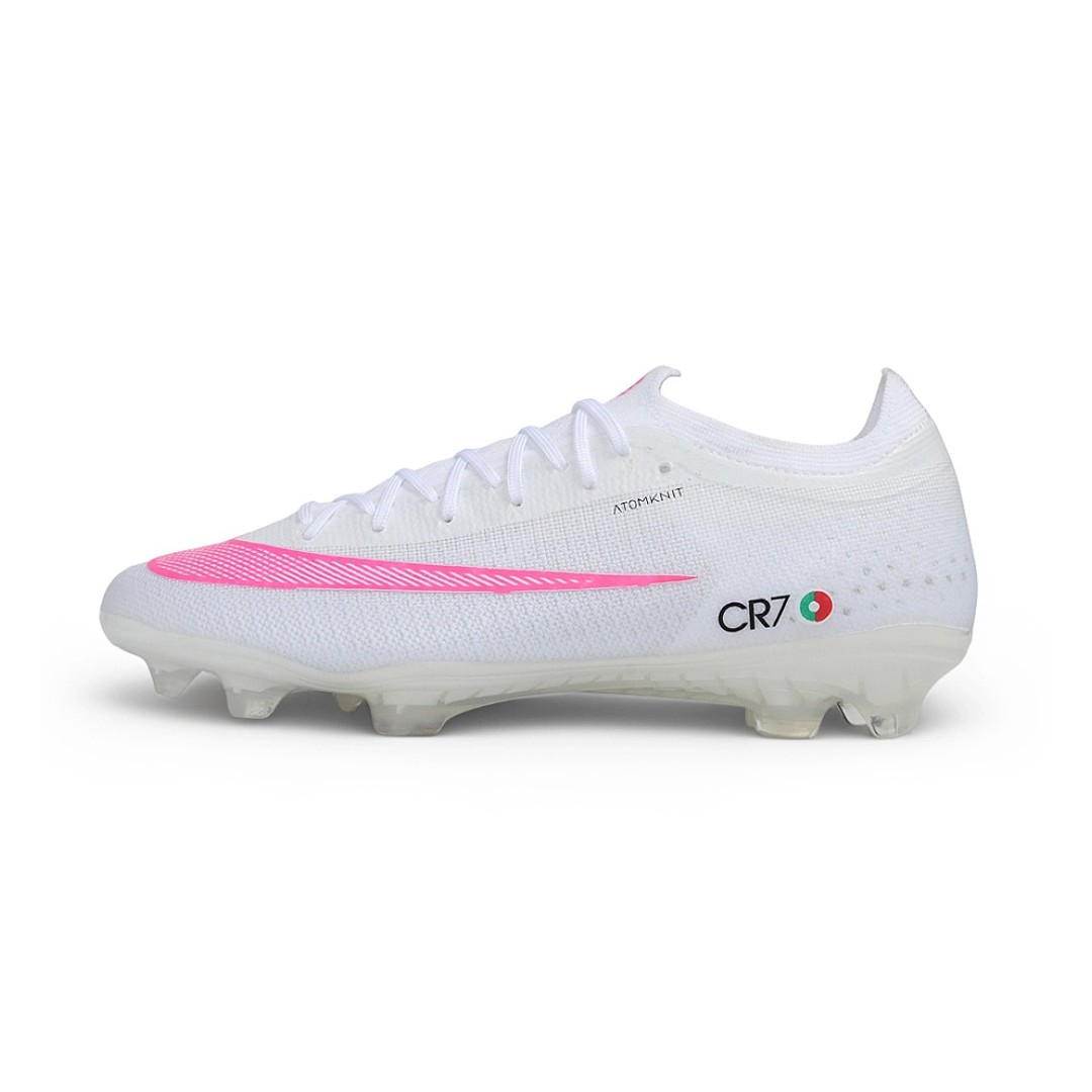 Chuteira Nike Air Zoom Mercurial Vapor 17 Elite CR7 Branco e Rosa Campo FG